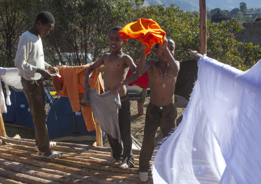 Boys After The Holy Bath Of Timkat Celebrations Of Epiphany, Lalibela, Ethiopia