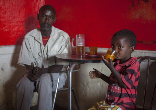 Father And Son Insiede A Bar, Harar, Ethiopia