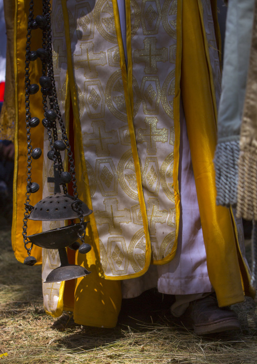Ethiopian Orthodox Priest Spreading Insence With A Censer During Timkat Epiphany Festival, Lalibela, Ethiopia