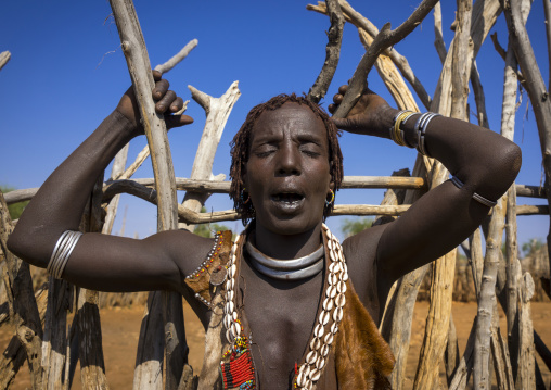 Widow During A Mourning Ceremony In Hamer Tribe, Turmi, Omo Valley, Ethiopia