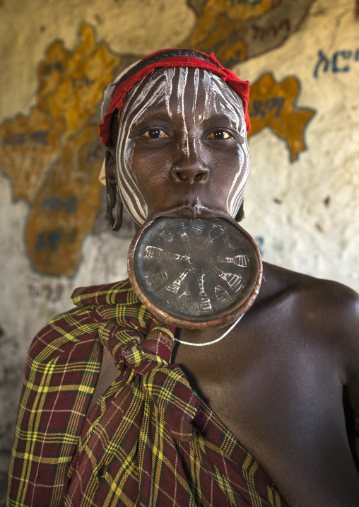 Mursi Tribe Woman With A Huge Lip Plate, Hail Wuha Village, Ethiopia
