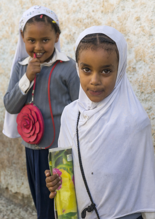 Muslim Girls In The Street, Harar, Ethiopia
