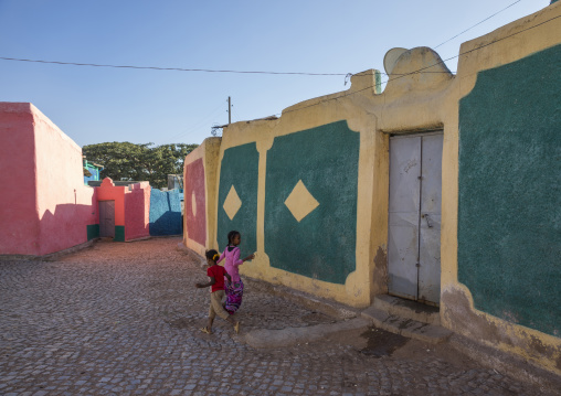 Children Walking In The Narrow Streets Of The Old Town, Harar, Ethiopia