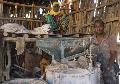 Afar People Inside A Mill, Afambo, Ethiopia