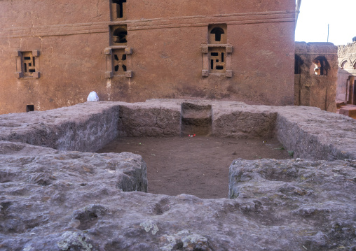 Pool In Front Of A Rock Church, Lalibela, Ethiopia