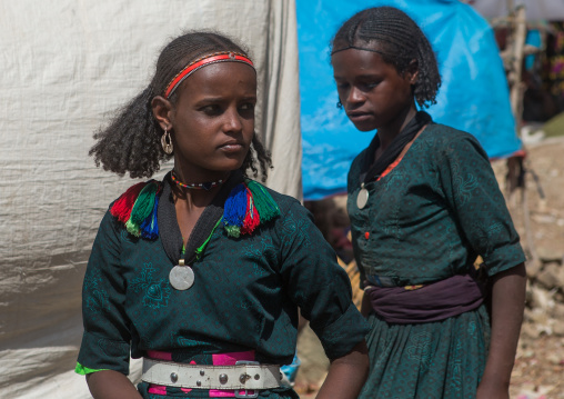 Portrait of oromo tribe teennage girls, Oromo, Sambate, Ethiopia