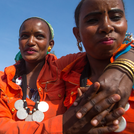 Oromo women with maria theresa thalers necklaces, Oromo, Sambate, Ethiopia