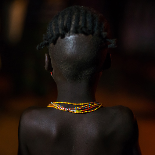 Rear view of an hamer tribe girl, Omo valley, Turmi, Ethiopia
