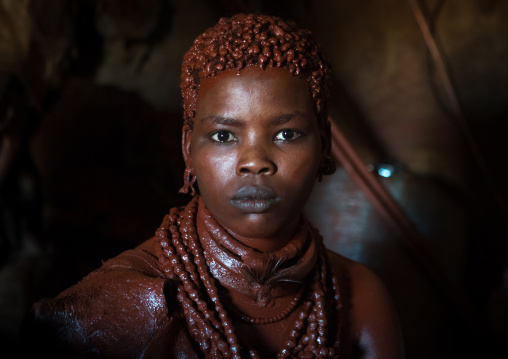 Hamer tribe teenage girl called a uta who remains her 6 months in a hut before wedding, Omo valley, Turmi, Ethiopia