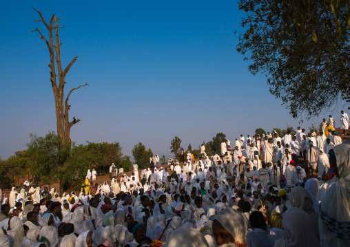 Pilgrims during kidane mehret orthodox celebration, Amhara region, Lalibela, Ethiopia
