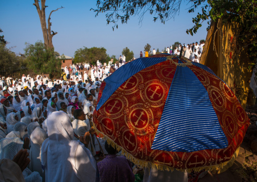 Pilgrims during kidane mehret orthodox celebration, Amhara region, Lalibela, Ethiopia