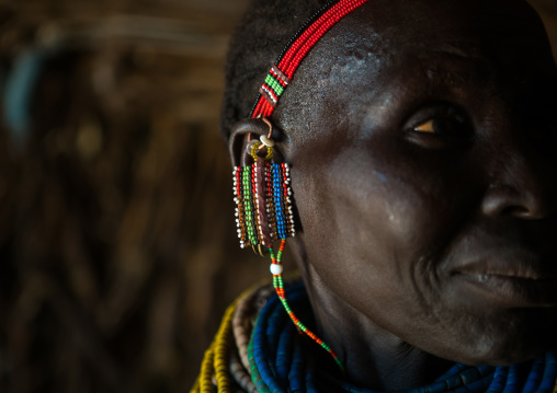 Nyangatom tribe woman earrings, Omo valley, Kangate, Ethiopia