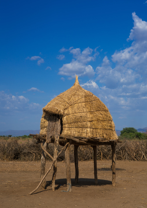 Traditional granary in nyangatom and toposa tribes village, Omo valley, Kangate, Ethiopia