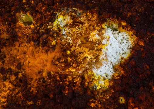 The colorful potassium salt crust formed by hot springs in the danakil depression, Afar region, Dallol, Ethiopia