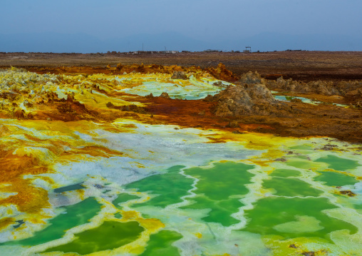 The colorful volcanic landscape of dallol in the danakil depression, Afar region, Dallol, Ethiopia