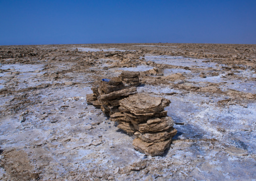Salt blocks ready for transport in a salt mine of the danakil depression, Afar region, Dallol, Ethiopia