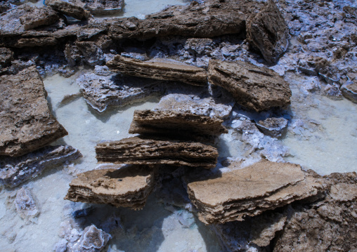 Salt blocks ready for transport in a salt mine of the danakil depression, Afar region, Dallol, Ethiopia