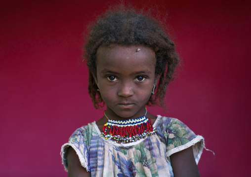 Afar tribe girl with a beaded necklace, Afar region, Semera, Ethiopia