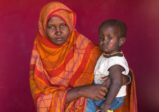 Afar tribe woman with her child, Afar region, Semera, Ethiopia