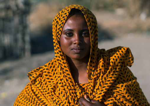 Portrait of an afar tribe woman, Afar region, Afambo, Ethiopia
