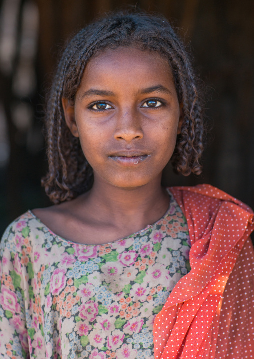 Portrait of an afar tribe teenage girl, Afar region, Afambo, Ethiopia