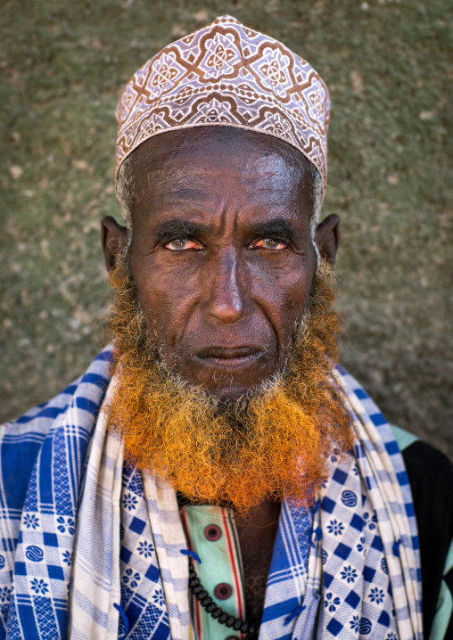 Afar tribe elder with red beard, Afar region, Assayta, Ethiopia