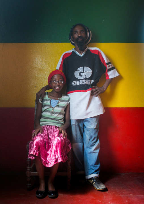 Rastafari girl called kizzy with her father, Oromo, Shashamane, Ethiopia