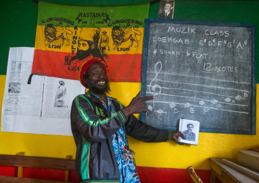 Rastafari man in a music school, Oromo, Shashamane, Ethiopia