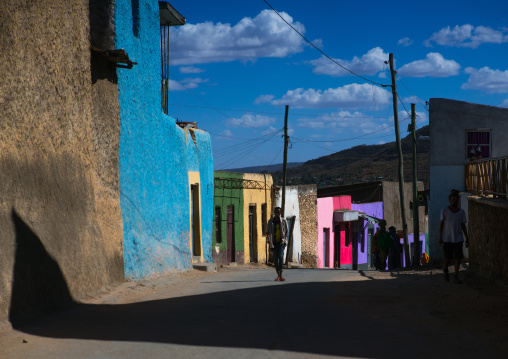 Multicolored houses in the old town, Harari region, Harar, Ethiopia