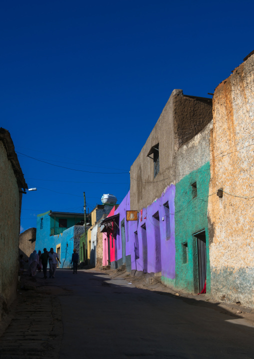 Multicoloured houses in the old town, Harari region, Harar, Ethiopia