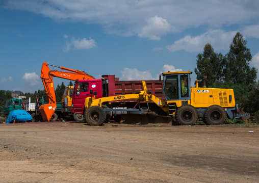 Trucks and hauls on a construction site, Addis abeba region, Addis ababa, Ethiopia