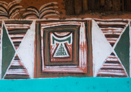 Ethiopia, Kembata, Alaba Kuito, headrest on a a painted house