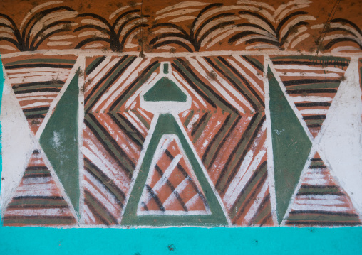 Ethiopia, Kembata, Alaba Kuito, injera table on a painted house