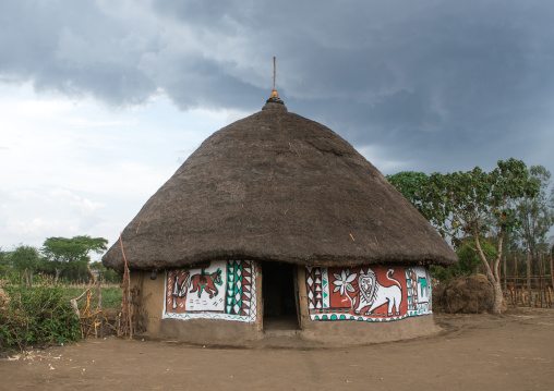 Ethiopia, Kembata, Alaba Kuito, painted house of alaba people