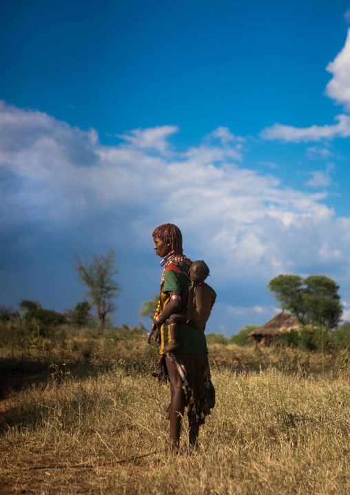 Hamer tribe woman with her baby, Omo valley, Turmi, Ethiopia