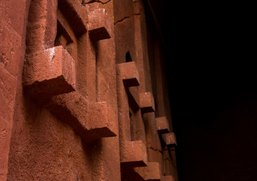 Bete aba libanos monolithic rock-cut church windows, Amhara region, Lalibela, Ethiopia