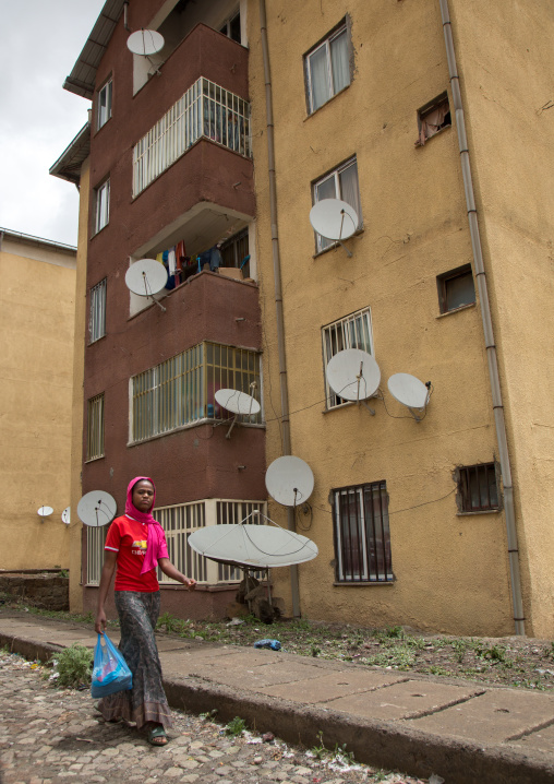 New apartments blocks with satellite dishes, Addis abeba region, Addis ababa, Ethiopia