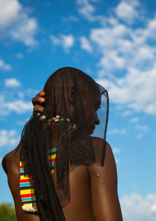 Hamer tribe whipper during a bull jumping ceremony, Omo valley, Turmi, Ethiopia