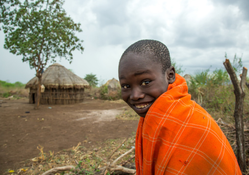 Portrait of a smiling bodi tribe boy, Omo valley, Hana mursi, Ethiopia