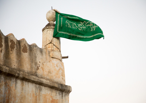 Flag on uma coda mosque, Harari Region, Koremi, Ethiopia