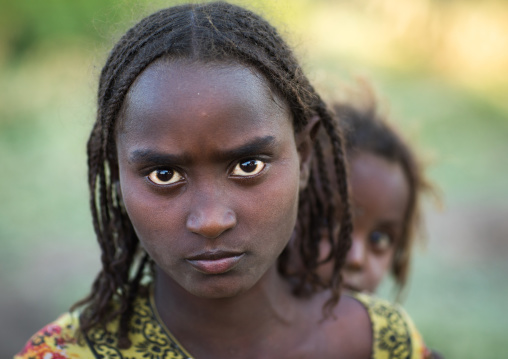 Serious Afar tribe girls, Afar region, Afambo, Ethiopia