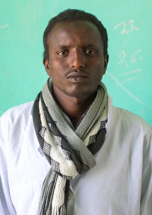 Portrait of an ethiopian teacher in a primary school, Afar region, Semera, Ethiopia