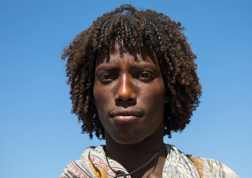 Portrait of an Afar tribe man with traditional curly hairstyle, Afar region, Assaita, Ethiopia