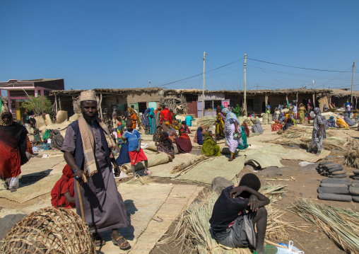 Afar people selling and buying in the straw market, Afar region, Assaita, Ethiopia
