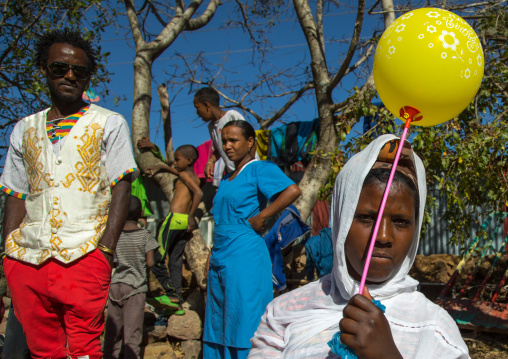 Ethiopian pilgrims during Timkat epiphany festival, Amhara region, Lalibela, Ethiopia