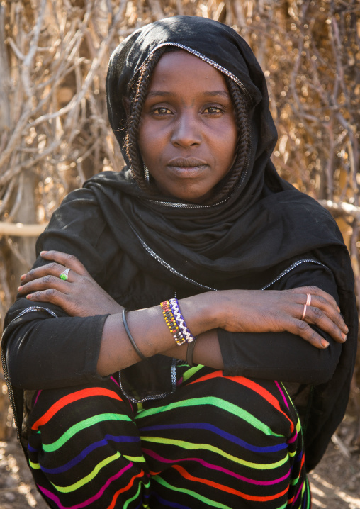 Afar tribe woman with tattoos on her face, Afar region, Chifra, Ethiopia