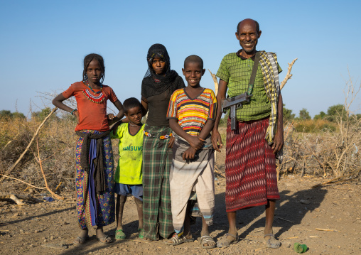 Portrait of an Afar tribe family, Afar region, Chifra, Ethiopia