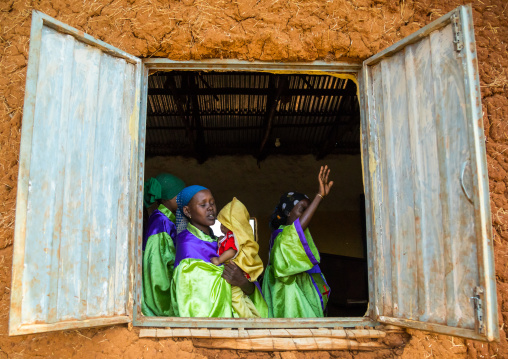 Borana women during sunday church service, Oromia, Yabelo, Ethiopia