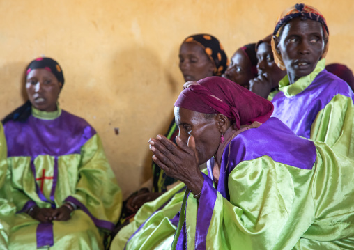 Borana women during sunday church service, Oromia, Yabelo, Ethiopia