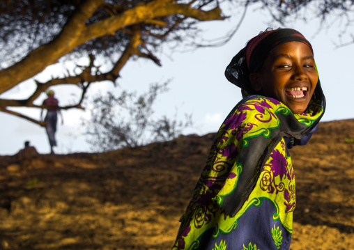 Borana tribe girl laughing, Oromia, Yabelo, Ethiopia
